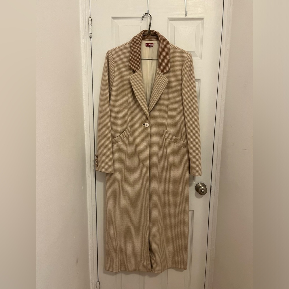 Staud Ganji Coat, Brown/Tan Check, Size L